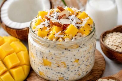 Thumbnail for Tropical Mango Coconut Overnight Oats for Busy Mornings