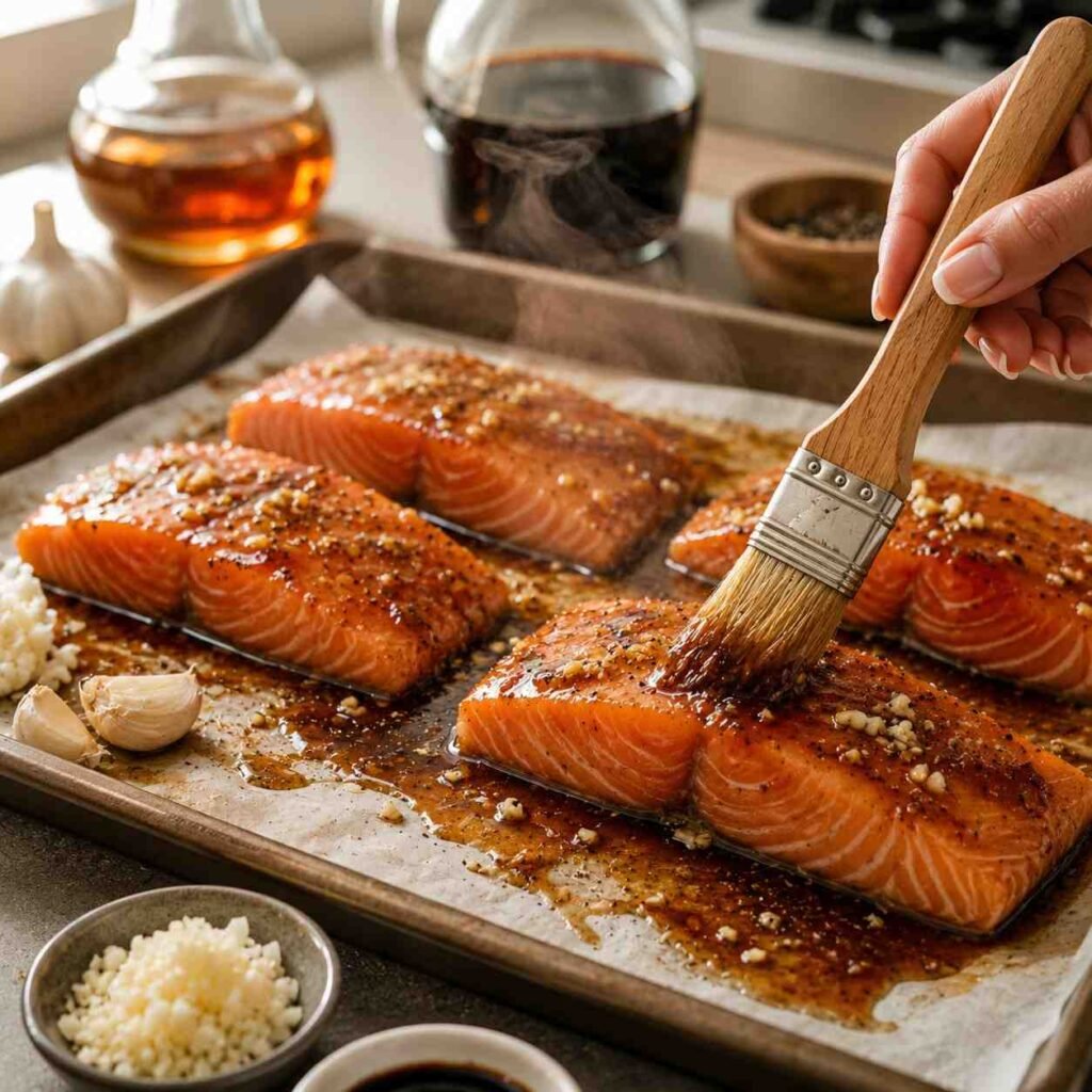 Maple Glazed Salmon prep