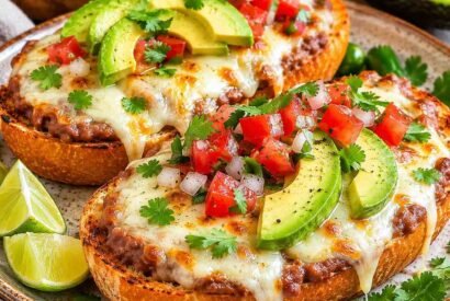 Thumbnail for Mexican Molletes with Refried Beans and Melted Cheese