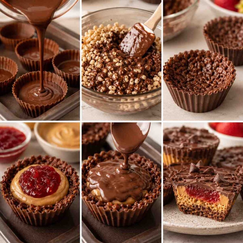 No-Bake Chocolate Peanut Butter Crunch Cups prep