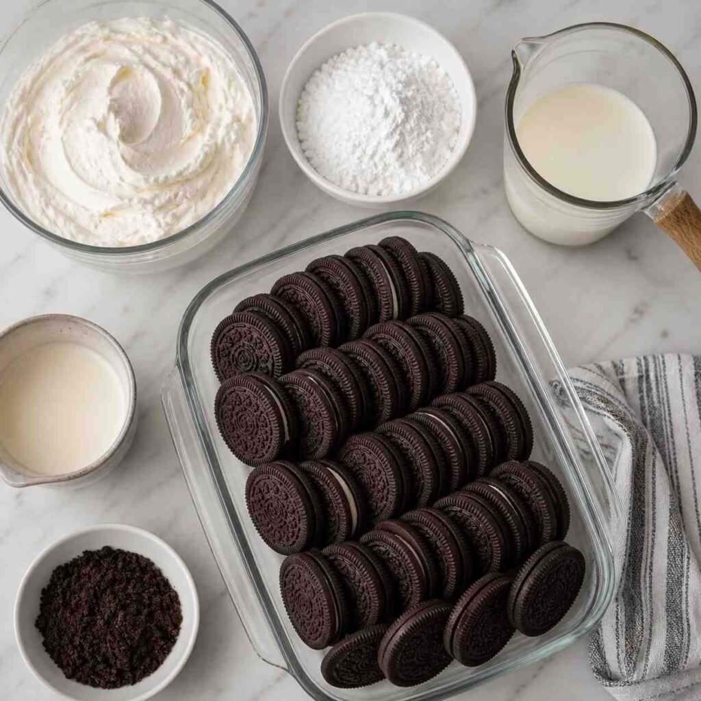No-Bake Oreo Icebox Cake ingredients