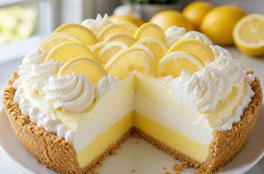 No-Bake Triple Layer Lemon Pudding Pie