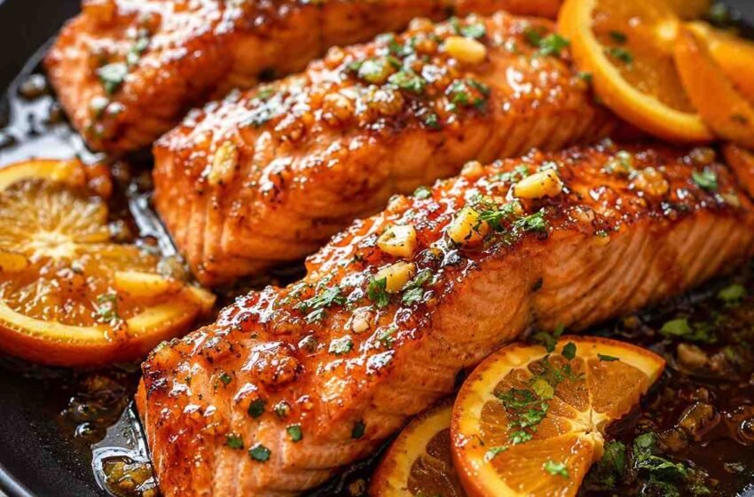 Orange Honey Glazed Salmon Skillet