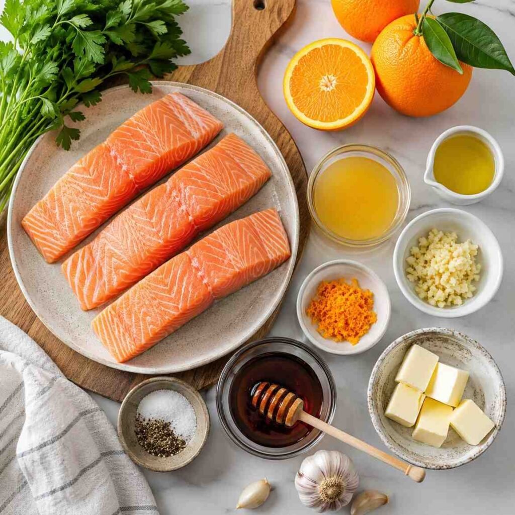 Orange Honey Glazed Salmon Skillet ingredients
