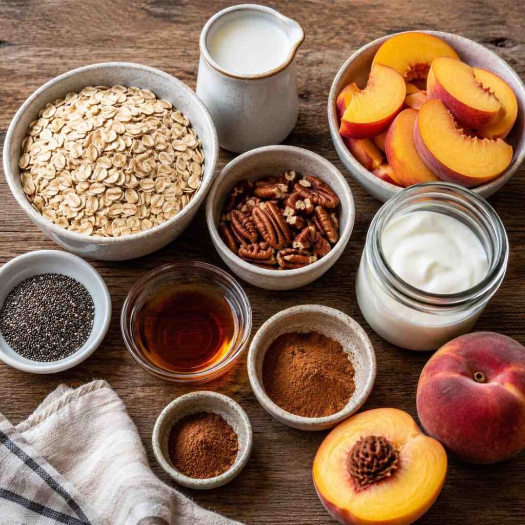 Peach Cobbler Overnight Oats inggredients
