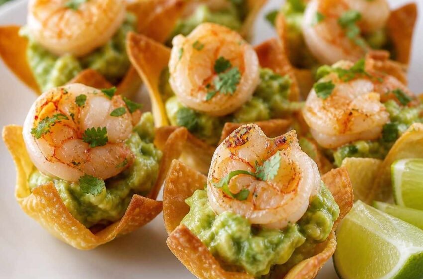 Shrimp Avocado Wonton Cups