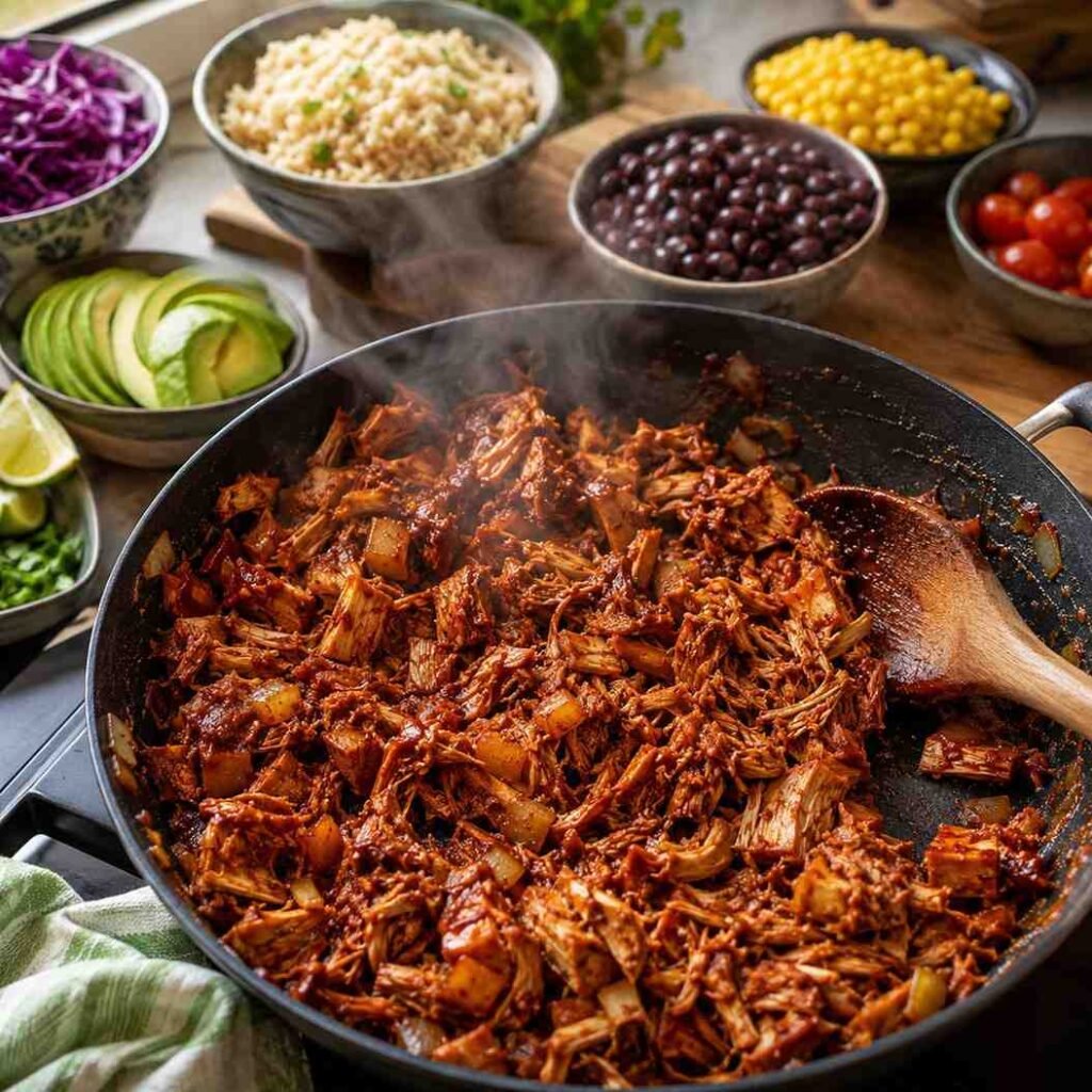 Smoky Jerk Jackfruit Burrito Bowl prep