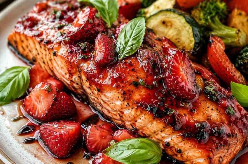 Strawberry Balsamic Glazed Salmon