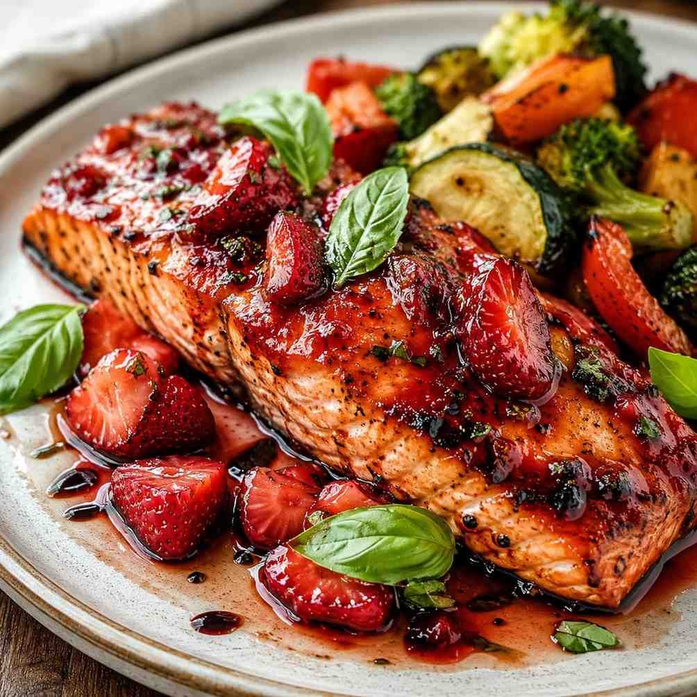 Strawberry Balsamic Glazed Salmon