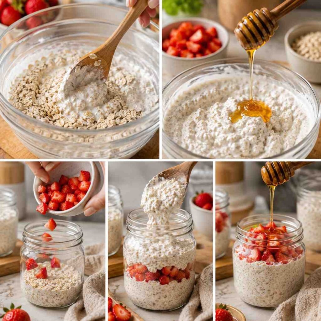 Strawberry Cheesecake Overnight Oats prep