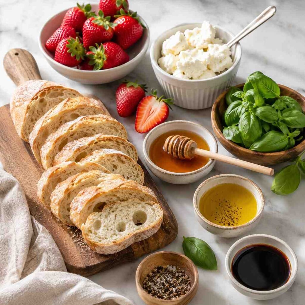 Strawberry Goat Cheese Crostini ingredients