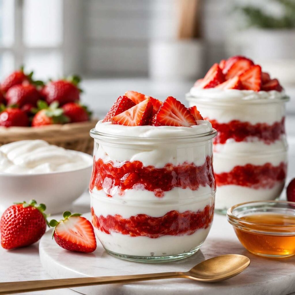 Strawberry Whipped Greek Yogurt Cups
