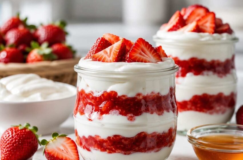 Strawberry Whipped Greek Yogurt Cups