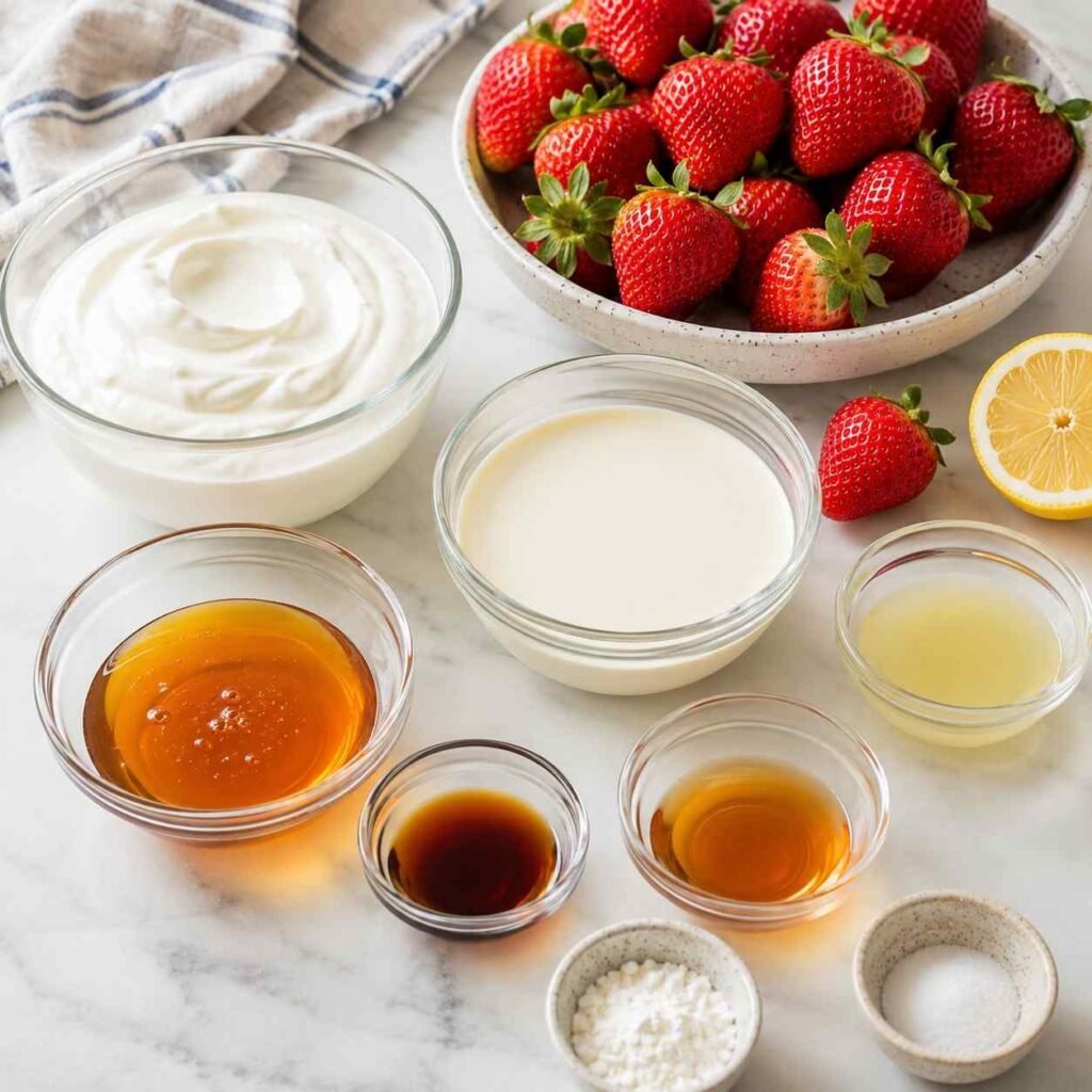 Strawberry Whipped Greek Yogurt Cups ingredients