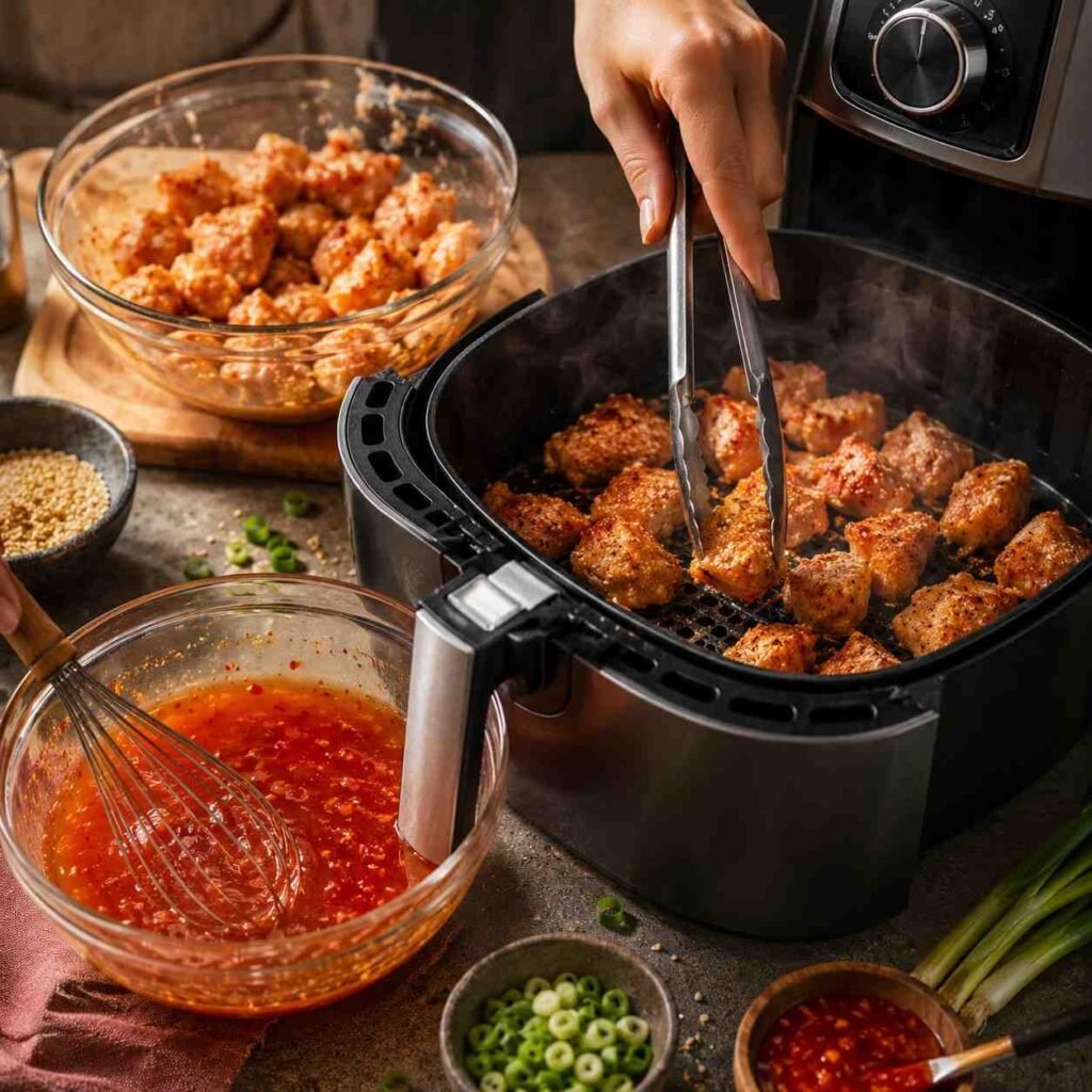 Sweet Chili Chicken Bites prep