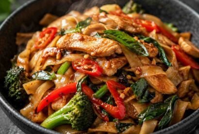 Thumbnail for Spicy Thai Drunken Noodles with Chicken and Basil