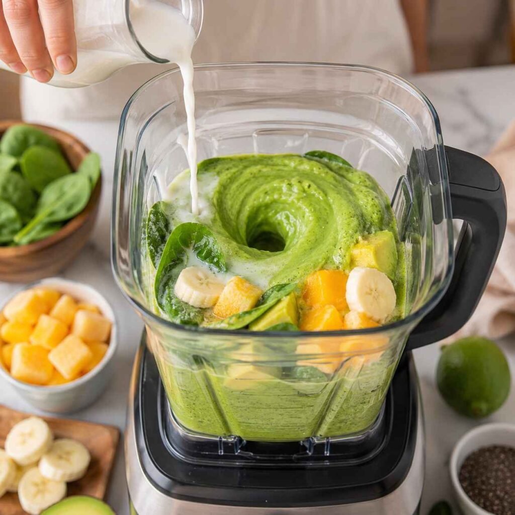 Tropical Mango Spinach Smoothie blend