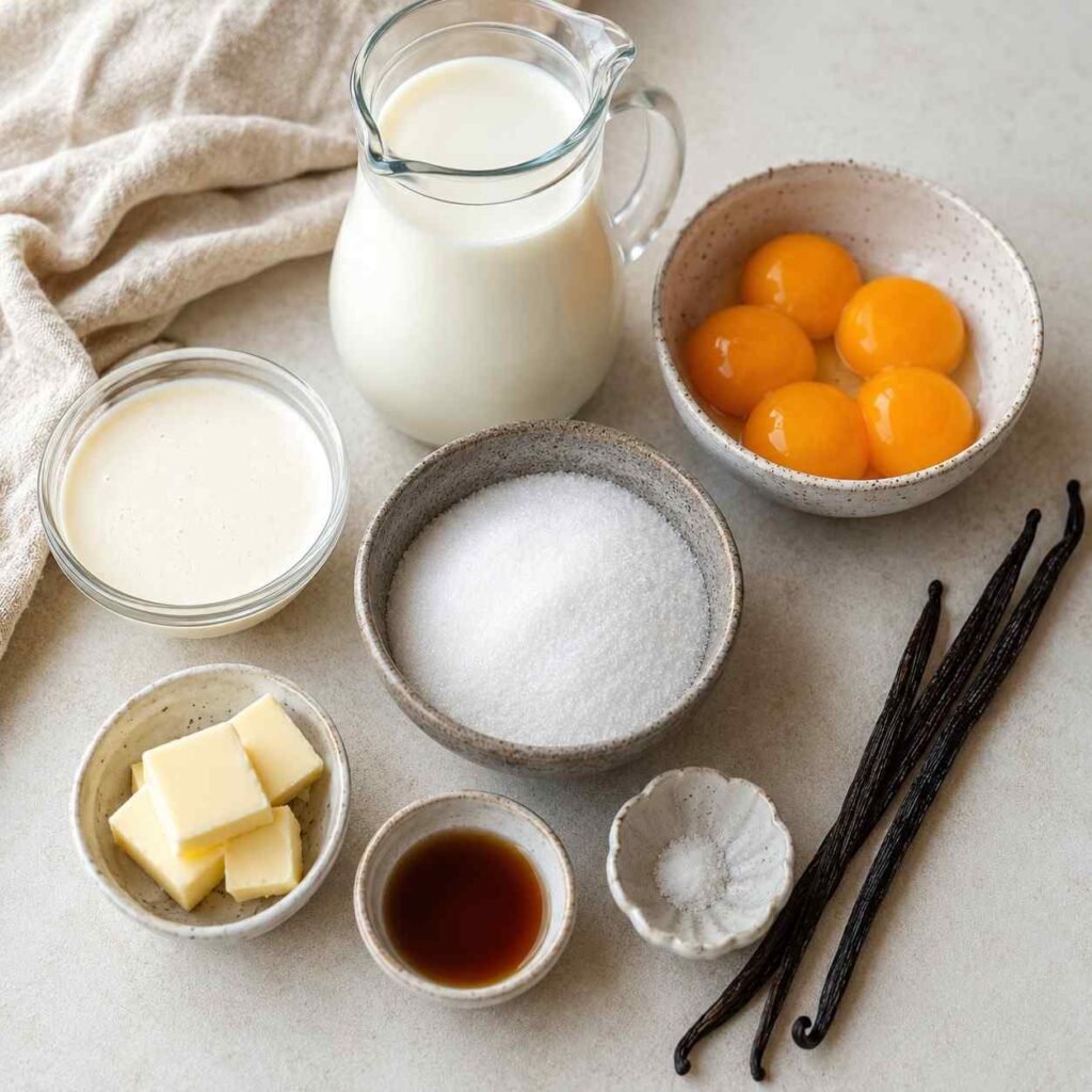Vanilla Custard ingredients