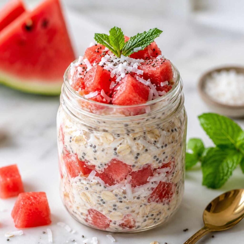 Watermelon Coconut Overnight Oats
