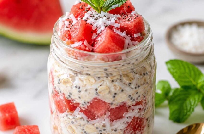 Watermelon Coconut Overnight Oats