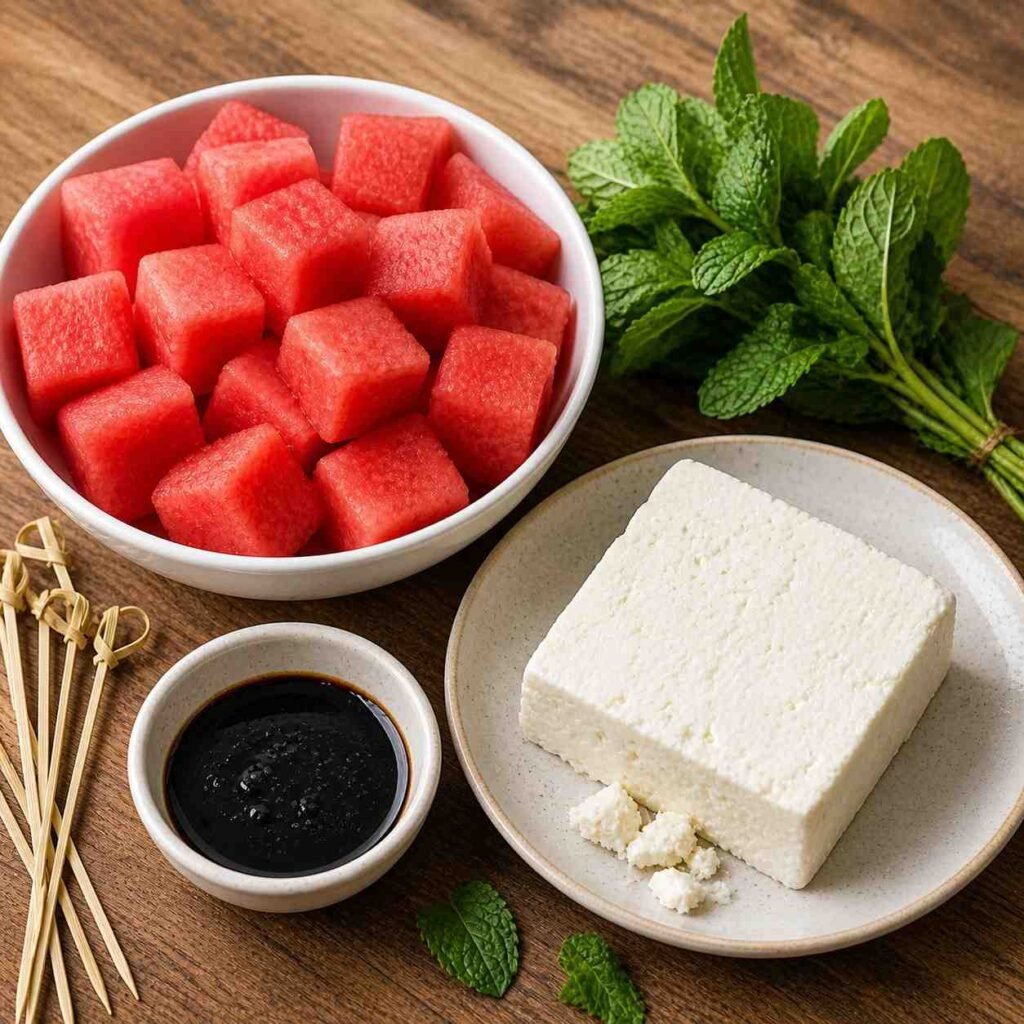 Watermelon Feta Skewers ingredients