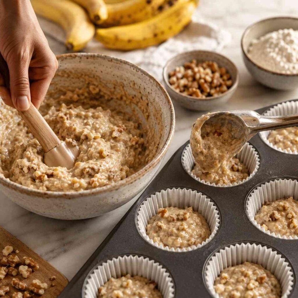 Banana Nut Muffins prep