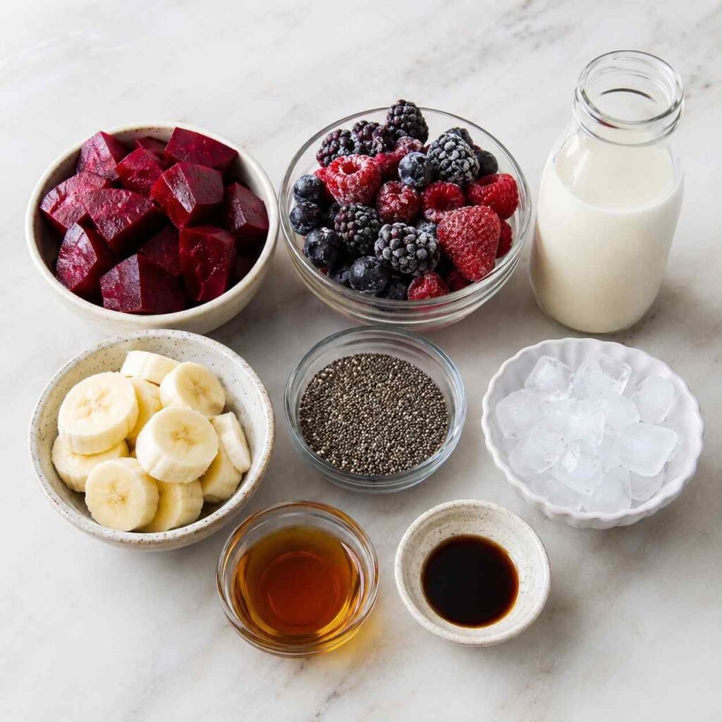 Beet Berry Smoothie ingredients