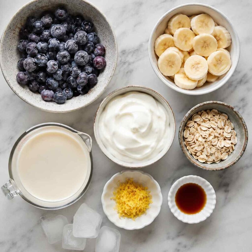 Blueberry Muffin Breakfast Smoothie ingredients
