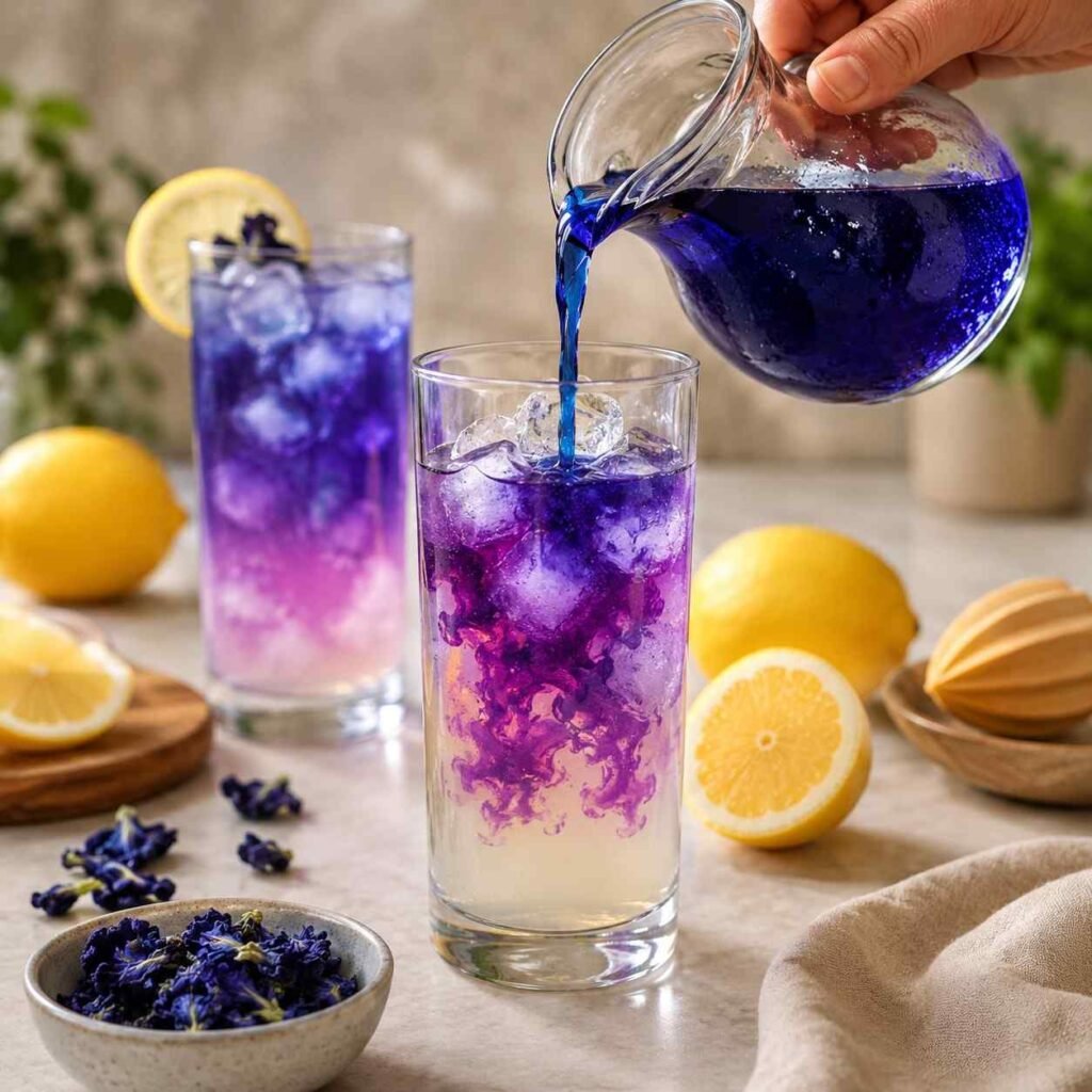Butterfly Pea Flower Lemonade prep