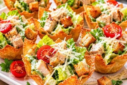 Thumbnail for Crispy Caesar Salad Cups Appetizer