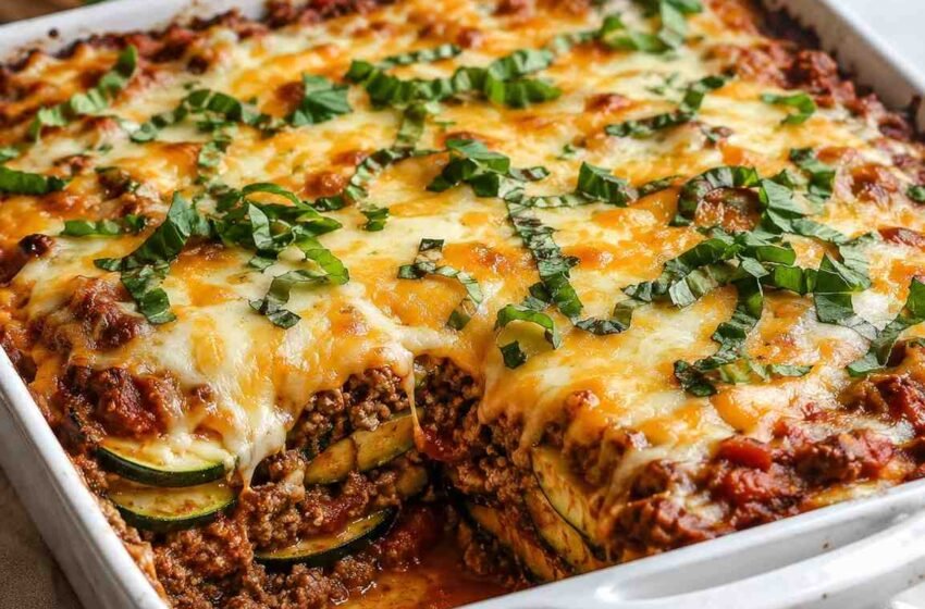 Cheesy Beef Zucchini Casserole