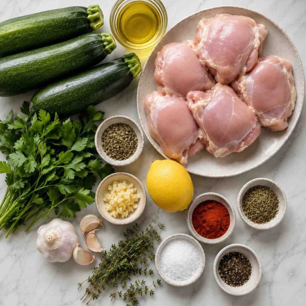 Chicken and Zucchini ingredients