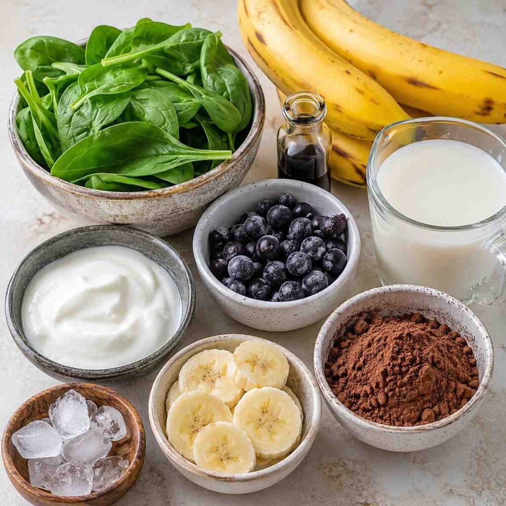 Chocolate Green Smoothie ingredients
