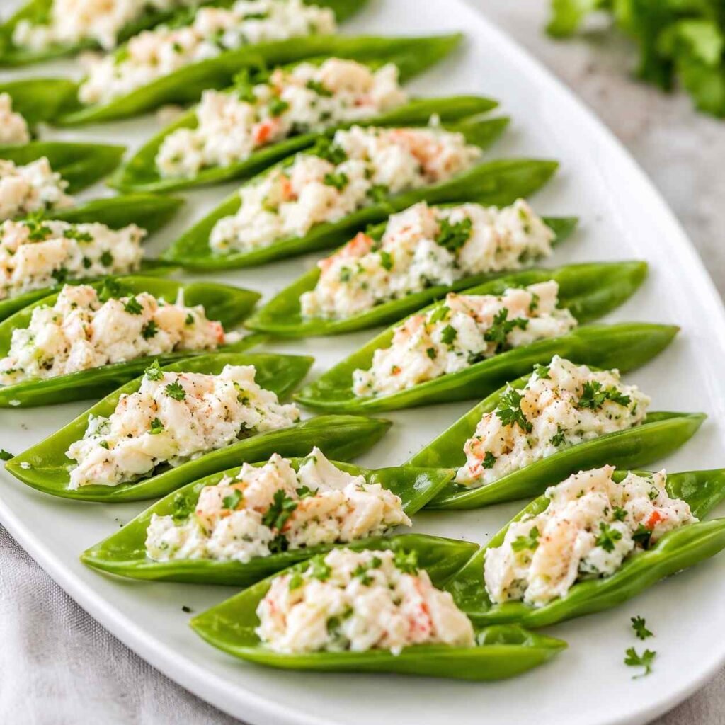Creamy Crab Stuffed Snow Peas