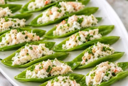 Thumbnail for Creamy Crab Stuffed Snow Peas Appetizer