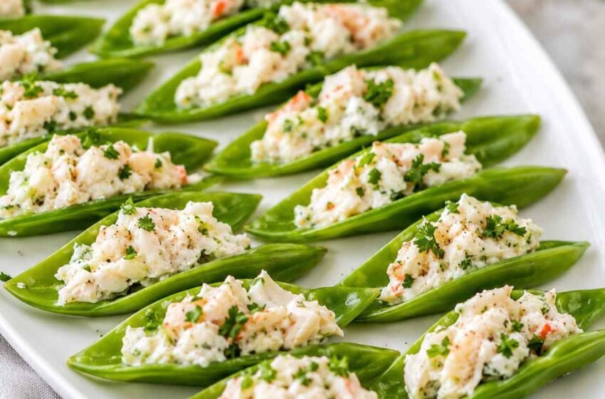 Creamy Crab Stuffed Snow Peas