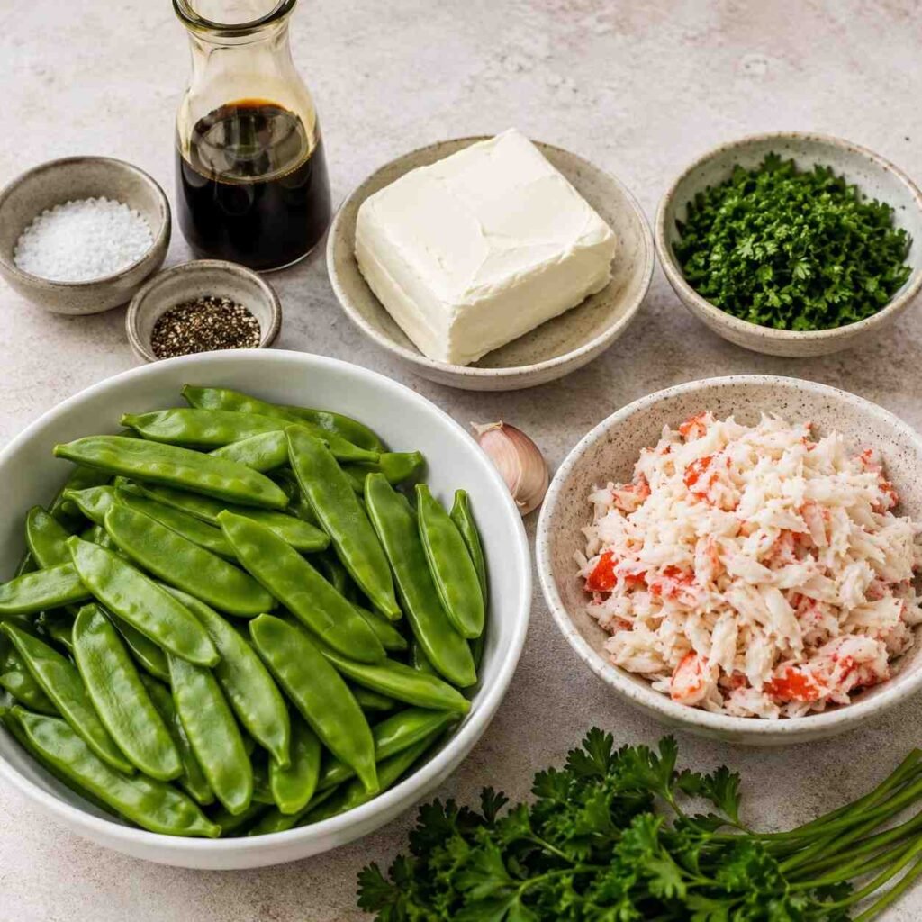 Creamy Crab Stuffed Snow Peas ingredients
