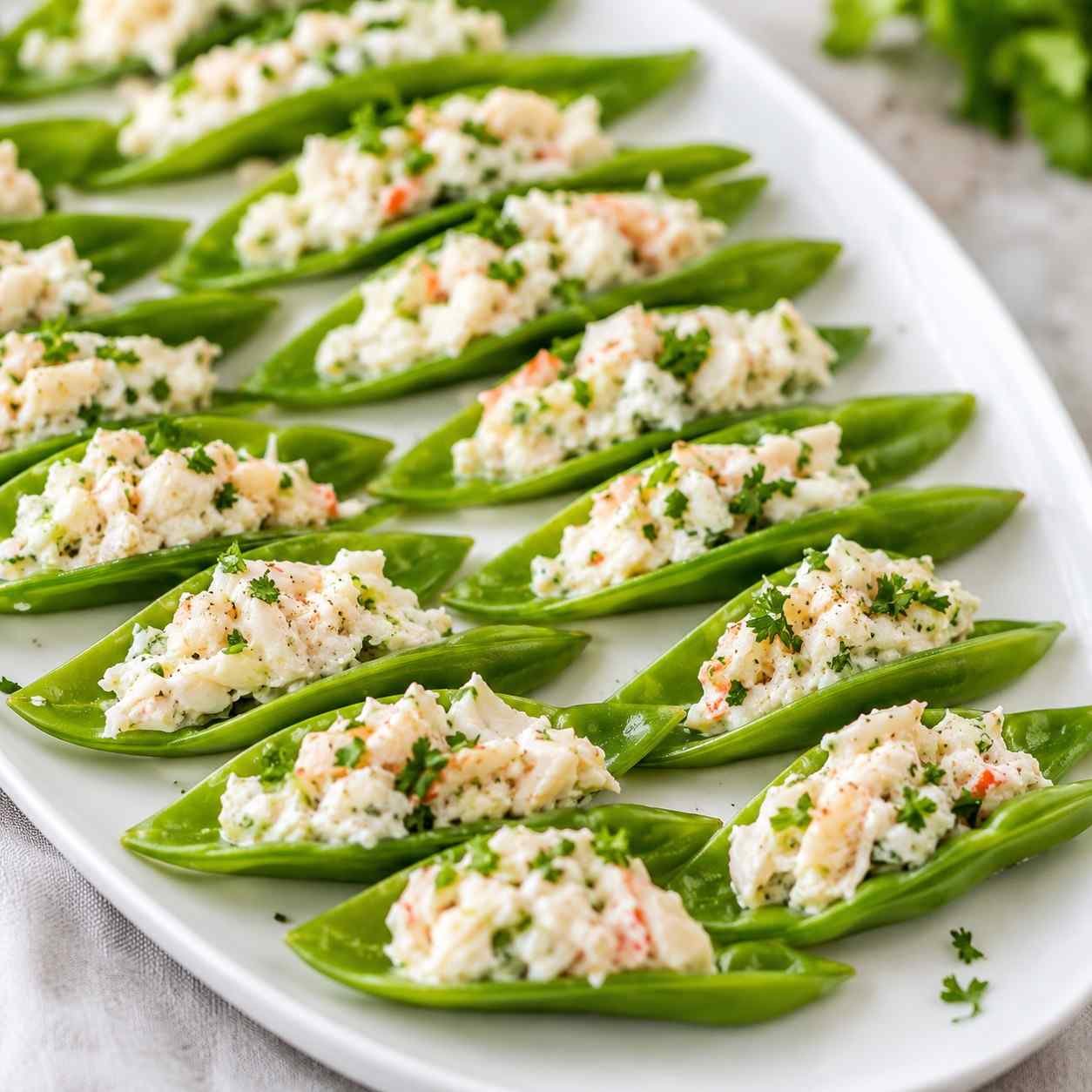 Creamy Crab Stuffed Snow Peas