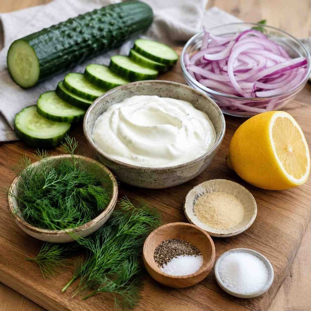 Cucumber Salad ingredients
