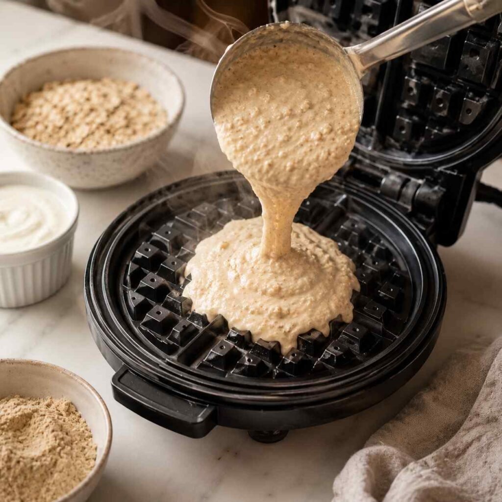 Fluffy Protein Waffles prep