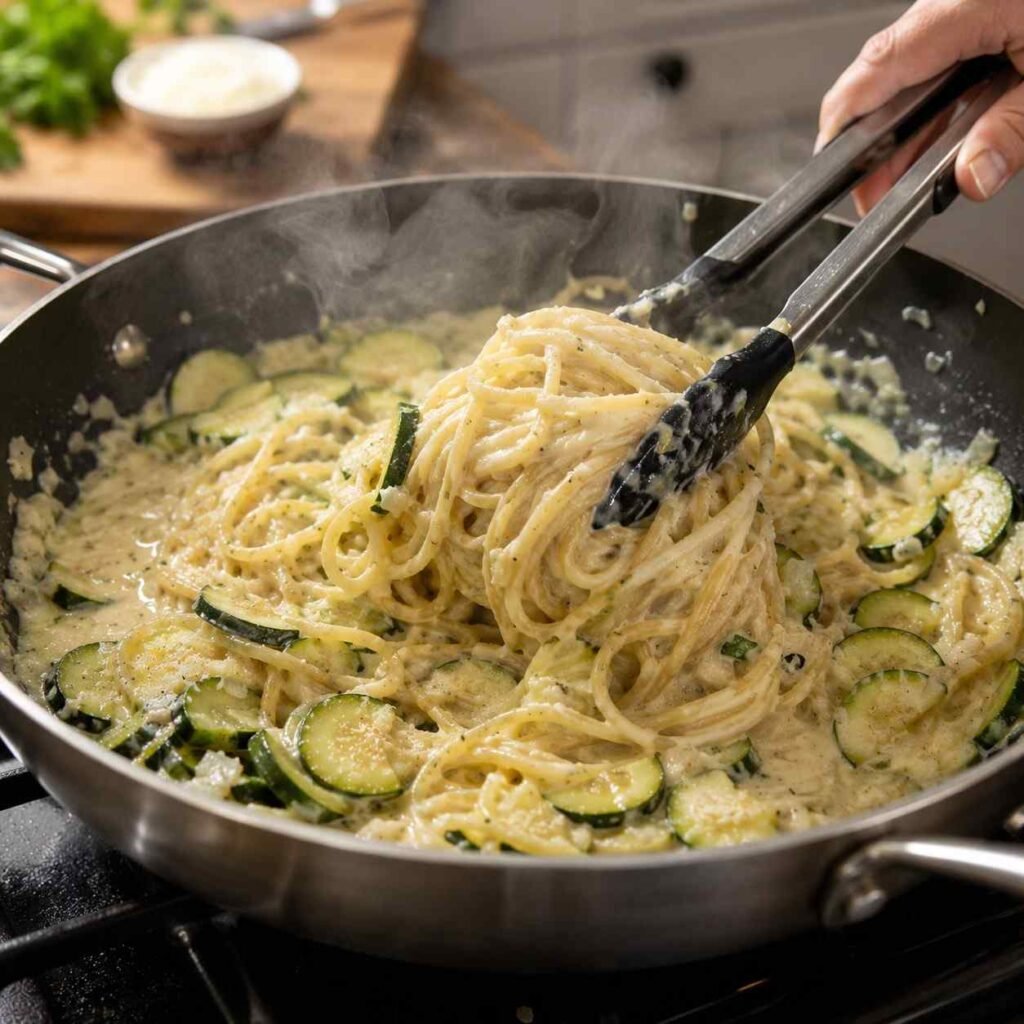 Garlic Zucchini Spaghetti prep