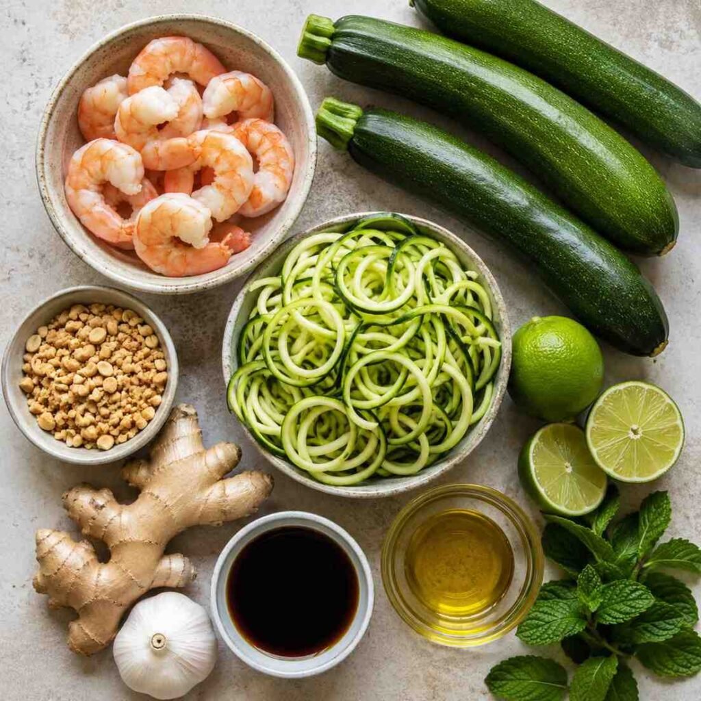 Ginger Lime Shrimp Zoodle Bowl ingredients