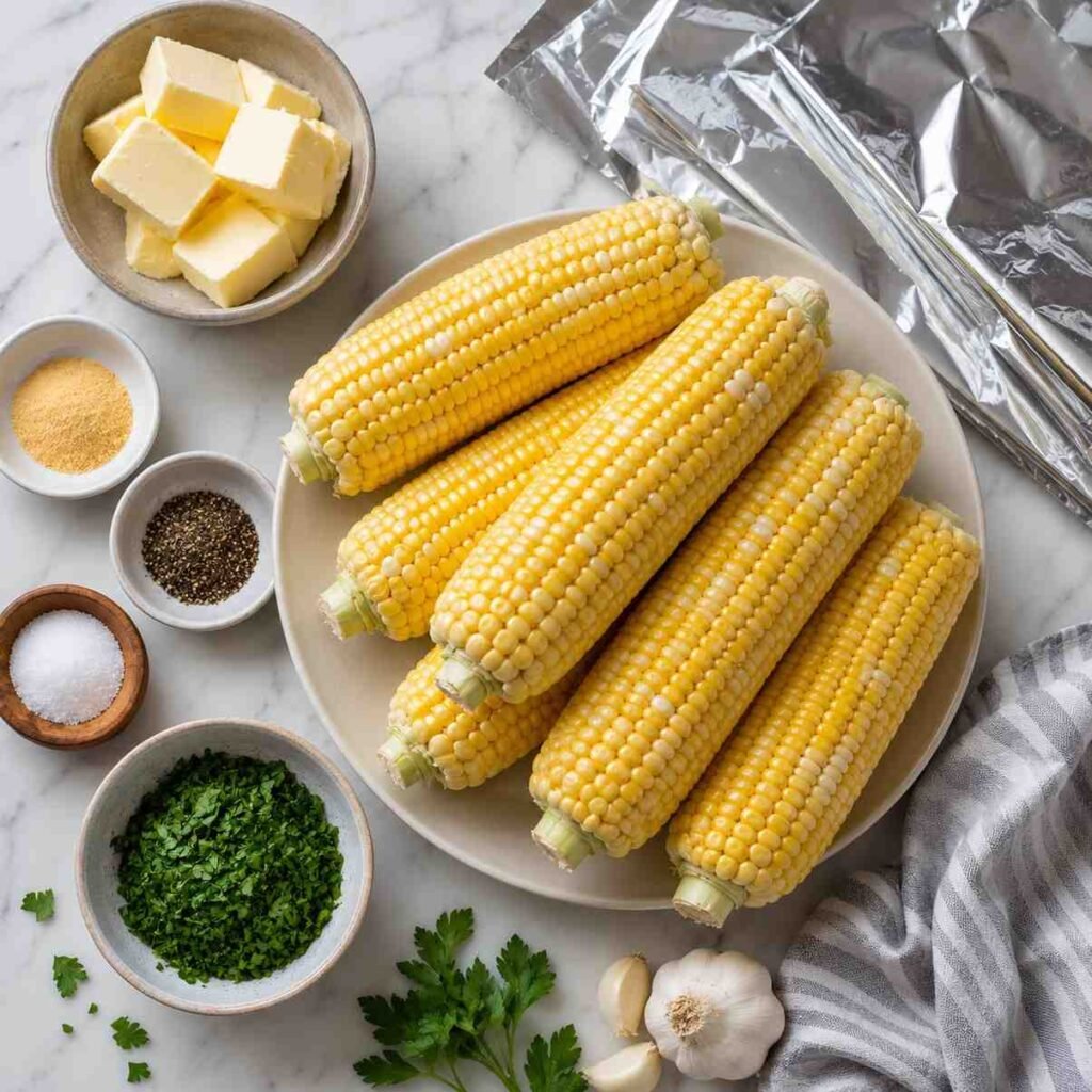 Grilled Corn on the Cob in Foil with Garlic    Butter iinngredients