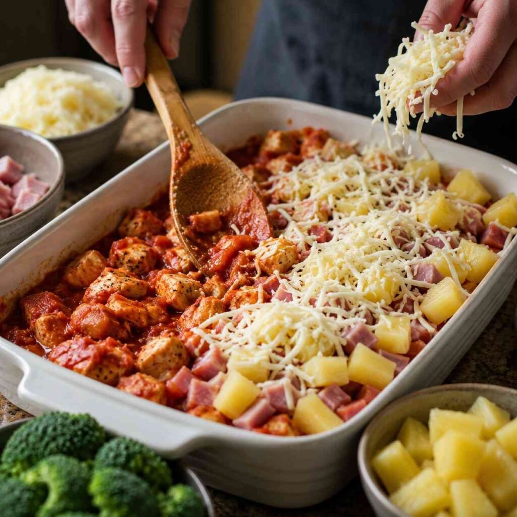 Hawaiian Pizza Chicken Bowls prep