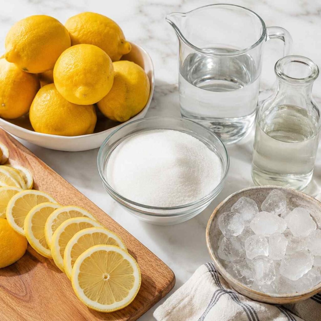 Homemade Lemonade ingredients