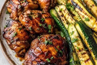 Thumbnail for Honey Garlic Grilled Chicken Thighs with Zucchini