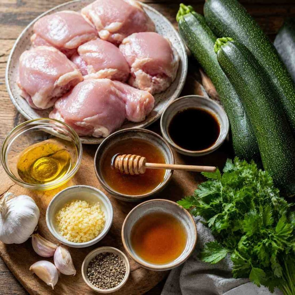 Honey Garlic Grilled Chicken Thighs with Zucchini ingredients