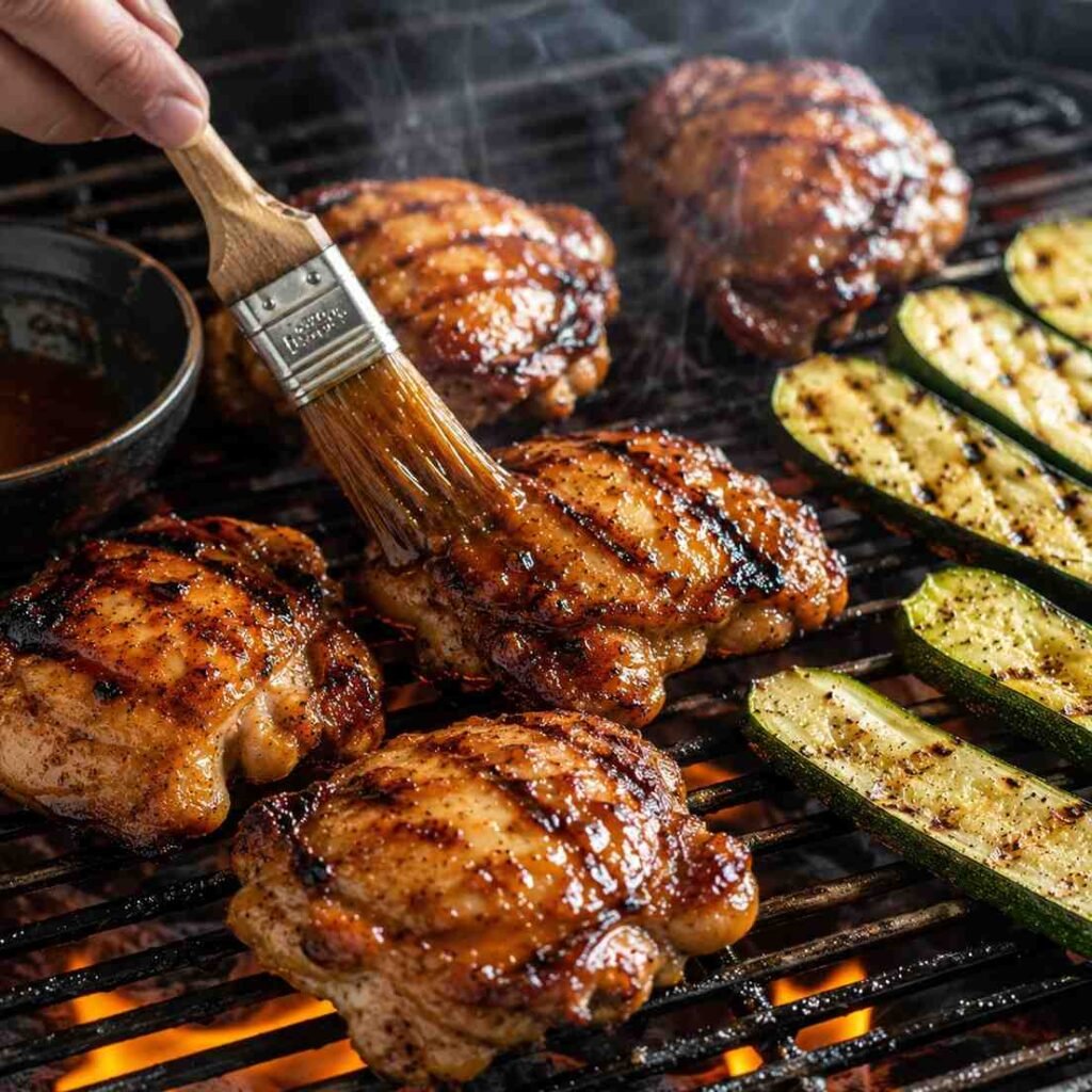 Honey Garlic Grilled Chicken Thighs with Zucchini prep