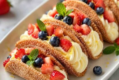 Thumbnail for Lemon Cream Dessert Tacos with Fresh Berries