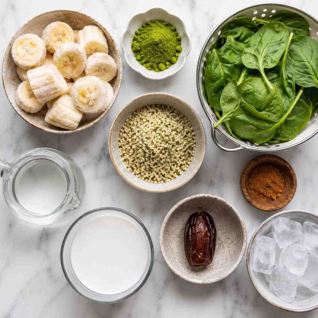 Matcha Banana Smoothie ingredients